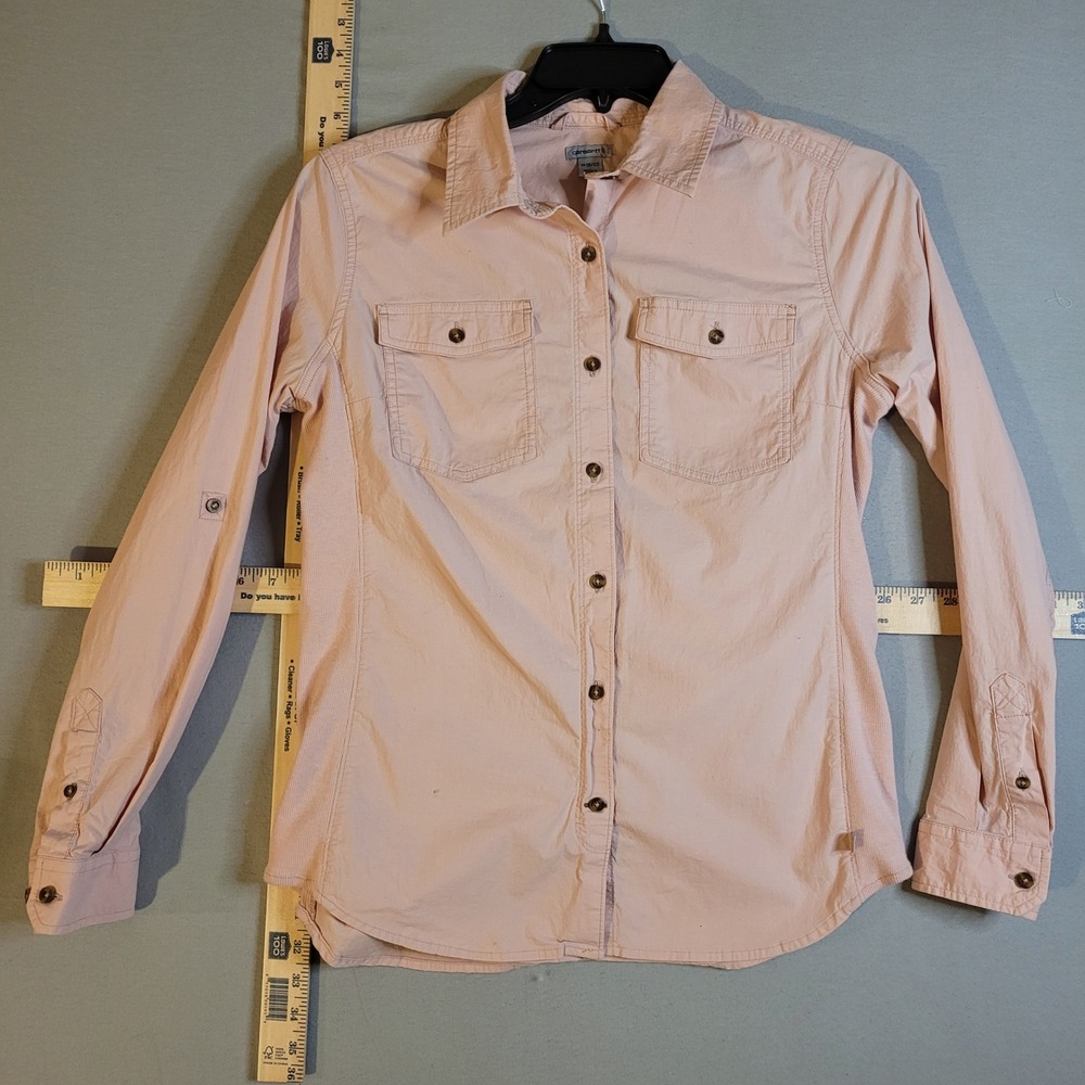 Carhartt Womens‎ 103600 P00 Button Down Utility Shirt Pink Size M 8/10 Roll Tab